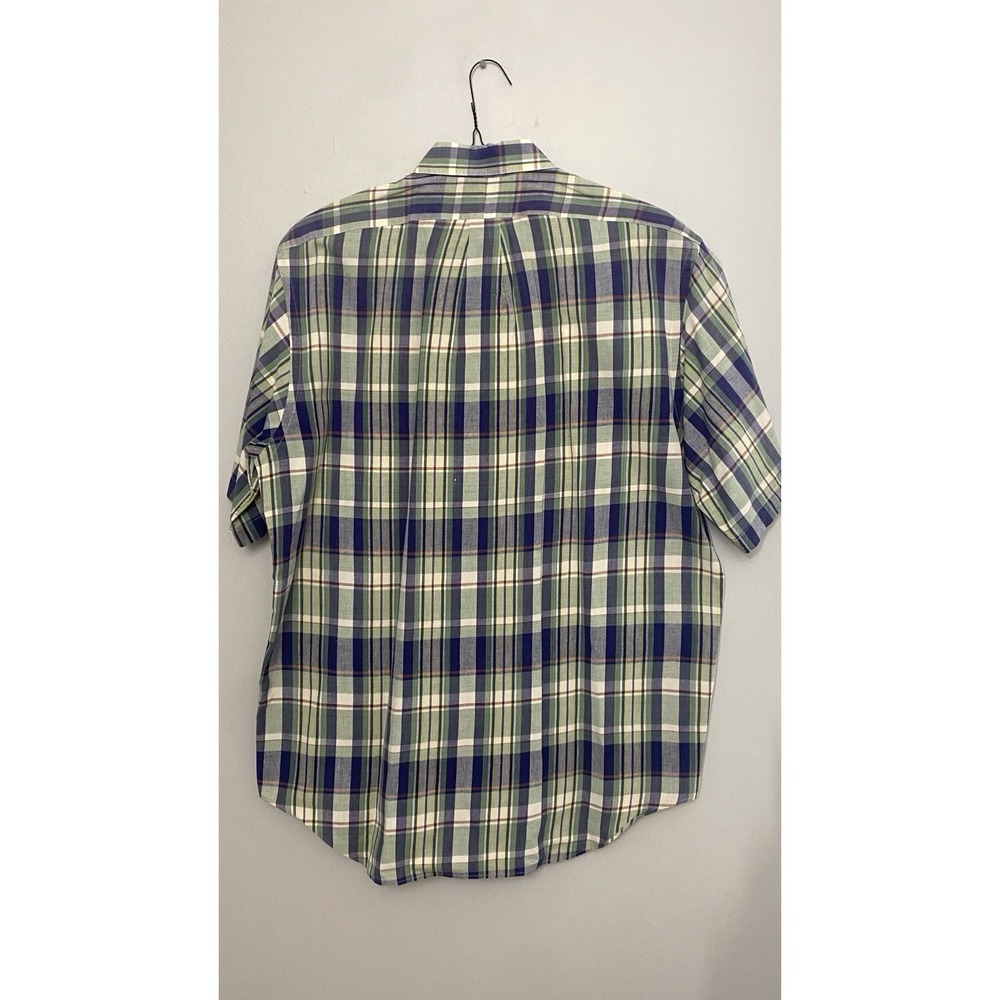 Vtg Polo Ralph Lauren Short Sleeve Shirt Men's Large Plaid Button Up Made in USA - Picture 2 of 8